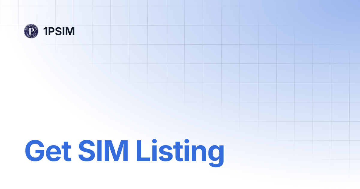 Get SIM Listing | 1PSIM